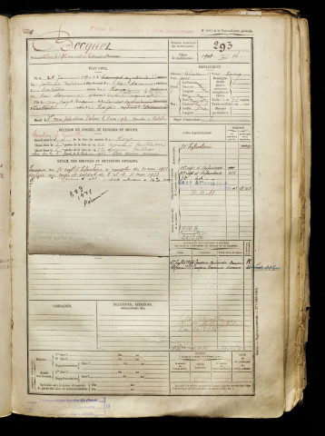 Becquet, Charles Alexandre Edouard, né le 28 janvier 1901 à Camps-en-Amiénois (Somme), classe 1921, matricule n° 293, Bureau de recrutement de Péronne