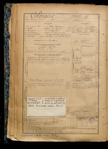 Colmaire, Horace Raoul, né le 06 juin 1875 à Villers-Bretonneux (Somme), classe 1895, matricule n° 86, Bureau de recrutement d'Abbeville