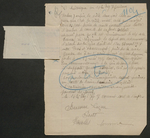 Témoignage de Brasseur-Lalau, Charles et correspondance avec Jacques Péricard