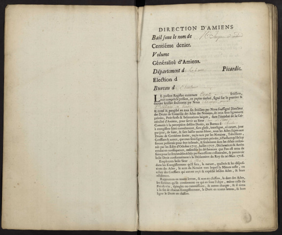 Centième denier du bureau de Chaulnes pour la période du 17 mars 1750 au 2 mai 1753
