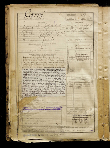 Saint Remy, Henri Barthémy Benjamin, né le 06 novembre 1879 à Dargnies (Somme), classe 1899, matricule n° 286, Bureau de recrutement d'Abbeville