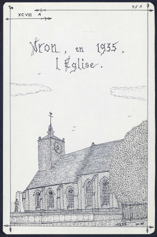 Vron en 1935 : l'église - (Reproduction interdite sans autorisation - © Claude Piette)