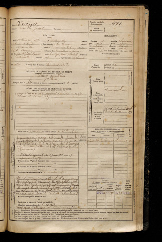 Vrayet, Edouard Joseph, né le 01 février 1872 à Allonville (Somme), classe 1892, matricule n° 971, Bureau de recrutement d'Amiens