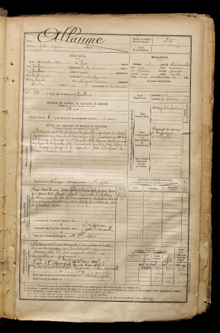 Allaume, Jules Eugène, né le 19 octobre 1872 à Hem-Hardinval (Somme), classe 1892, matricule n° 35, Bureau de recrutement d'Abbeville