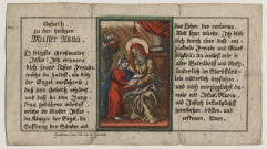 Image pieuse figurant l'éducation de la Vierge près de Sainte Anne