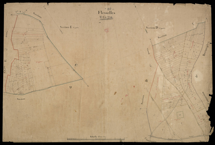 Plan du cadastre napoléonien - Flesselles : E2, D2