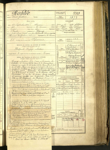 Robbe, Oscar Gustave, né le 28 septembre 1860 à Péronne (Somme, France), classe 1880, matricule n° 239, Bureau de recrutement de Péronne