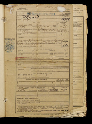 Minard, Georges, né le 30 mai 1897 à Saleux (Somme), classe 1917, matricule n° 260, Bureau de recrutement d'Amiens