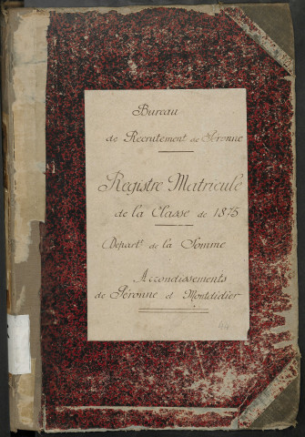 Péronne : liste des matricules n° 1 à 1132 de la classe 1875