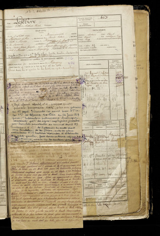 Lefebvre, Clovis Arthur César, né le 07 août 1893 à Beaurainville (Pas-de-Calais), classe 1913, matricule n° 465, Bureau de recrutement d'Amiens