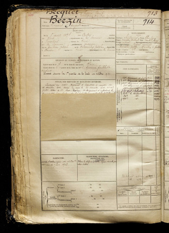 Becquel, Pierre Paul, classe 1914, matricule n° 713, Bureau de recrutement d'Abbeville