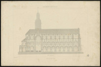 Monuments historiques. Eglise de Saint-Germer. Coupe longitudinale