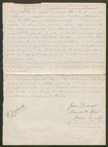 Témoignage de Decamps, Jean (Grenadier) et correspondance avec Jacques Péricard