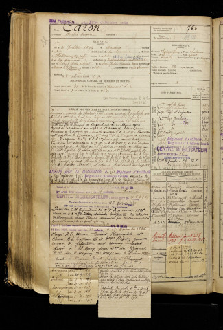 Caron, André Arsène, né le 10 juillet 1894 à Amiens (Somme), classe 1914, matricule n° 764, Bureau de recrutement d'Amiens