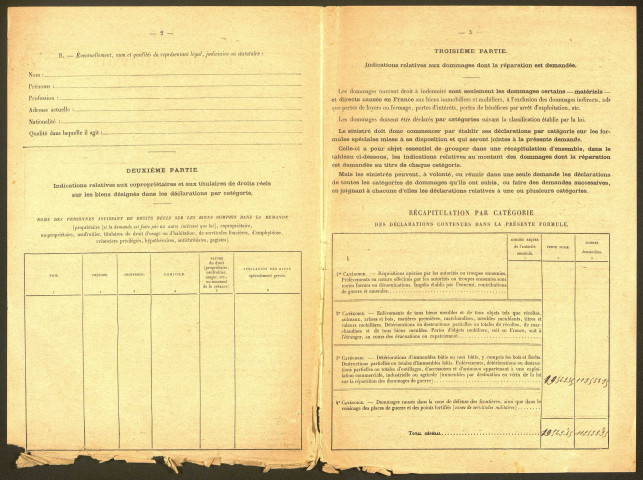 Bray-sur-Somme. Demande d'indemnisation des dommages de guerre : dossier Hareux-Debras