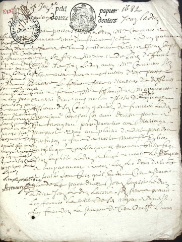 Etude de Me Pierre Trencart à Amiens (étude n°7). Minutes de l'année 1682