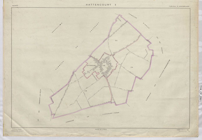 Plan du cadastre rénové - Hattencourt : tableau d'assemblage (TA)