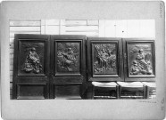 Portes de meuble de sacristie représentant les quatre évangélistes.XVIIe siècle