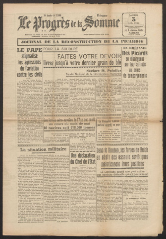 Le Progrès de la Somme, numéro 22988, 5 juin 1943