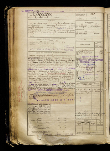 Depaepe, Marcel Victor, né le 18 mars 1894 à Ailly-sur-Somme (Somme), classe 1914, matricule n° 148, Bureau de recrutement d'Amiens