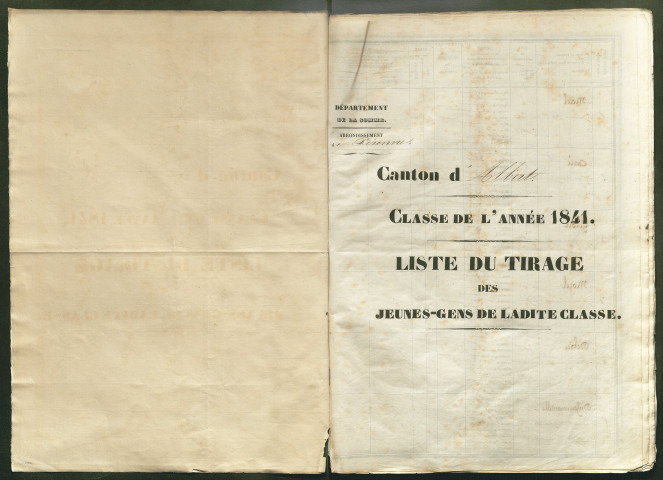 Tirage au sort (arrondissement de Péronne) de l'année 1841