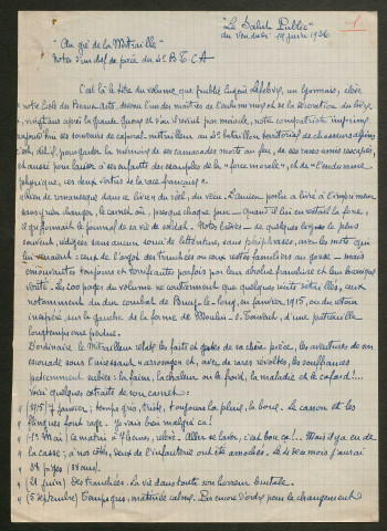 Témoignage de Vidal, Eugène et correspondance avec Jacques Péricard