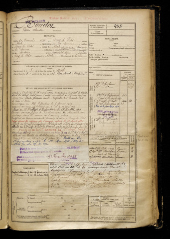 Boudot, Pierre Alcide, né le 20 novembre 1899 à Rouy-le-Petit (Somme), classe 1919, matricule n° 455, Bureau de recrutement de Péronne