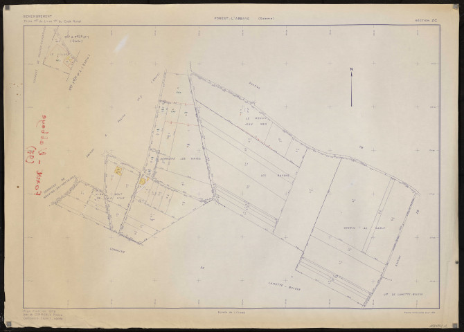 Plan du cadastre rénové - Forest-l'Abbaye : section ZC