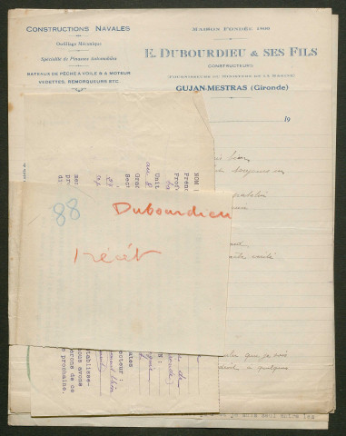 Témoignage de Dubourdieu, Pierre et correspondance avec Jacques Péricard