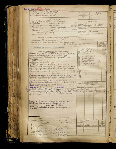 Mary, Marcel Marceau Henonin, né le 25 janvier 1898 à Puzeaux (Somme), classe 1918, matricule n° 826, Bureau de recrutement de Péronne