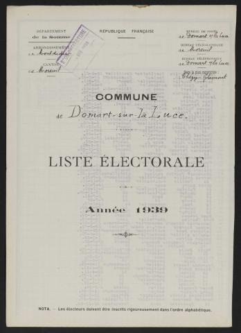 Liste électorale : Domart-sur-la-Luce