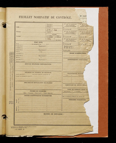 Inconnu, classe 1917, matricule n° 248, Bureau de recrutement d'Amiens