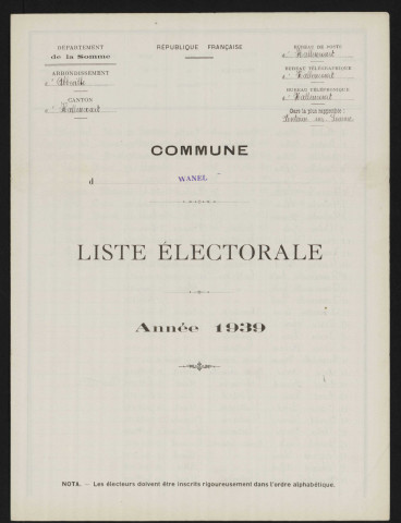 Liste électorale : Hallencourt (Wanel)