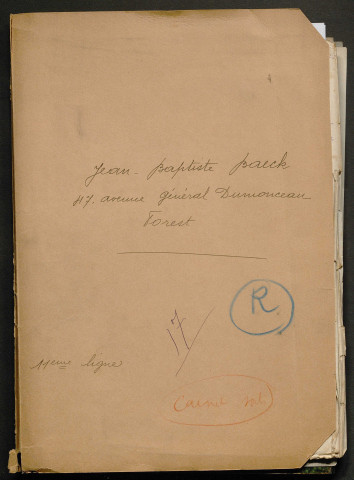 Témoignage de Baeck, Jean-Baptiste (Sergent) et correspondance avec Jacques Péricard