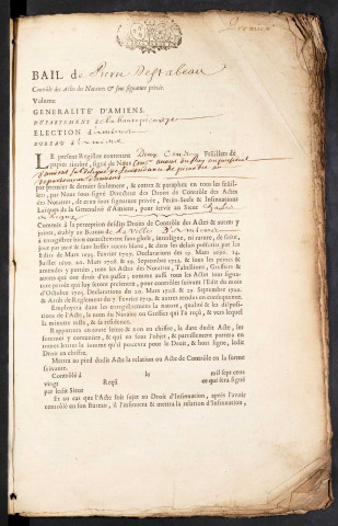 Contrôle des actes du bureau d’Amiens pour la période du 3 décembre 1723 au 10 juillet 1724