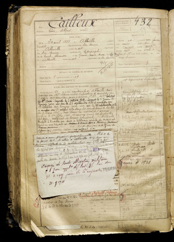 Cailleux, Louis Alfred, né le 20 avril 1888 à Abbeville (Somme), classe 1908, matricule n° 432, Bureau de recrutement d'Abbeville