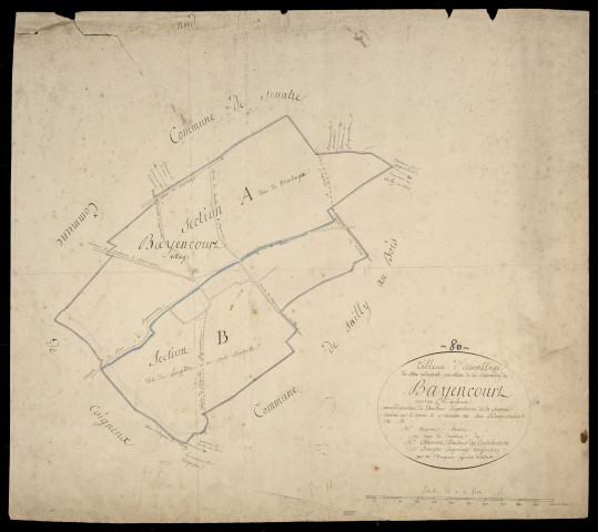 Plan du cadastre napoléonien - Bayencourt : tableau d'assemblage