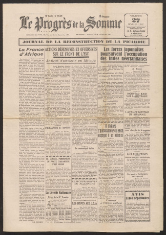 Le Progrès de la Somme, numéro 22601, 27 février 1942