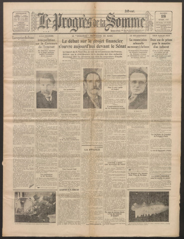 Le Progrès de la Somme, numéro 19532, 18 février 1933