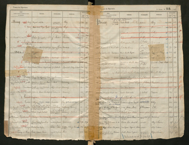 Table du répertoire des formalités, de Boucq à Brochard, registre n° 6 (Péronne)