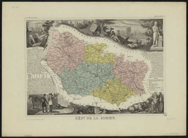Carte du département de la Somme. Atlas national illustré. Région du nord. N°77
