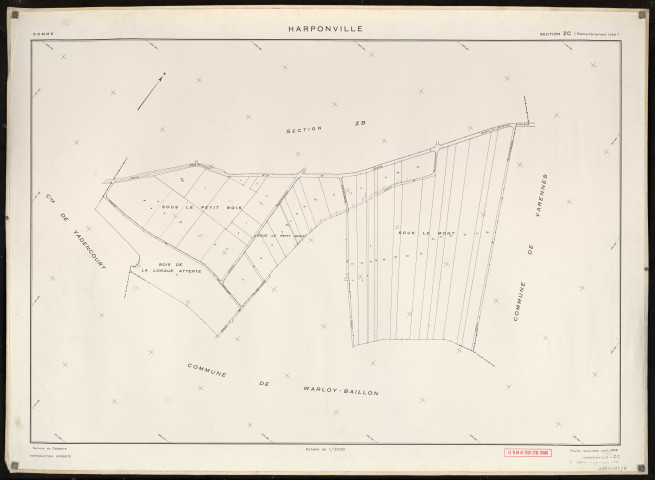 Plan du cadastre rénové - Harponville : section ZC