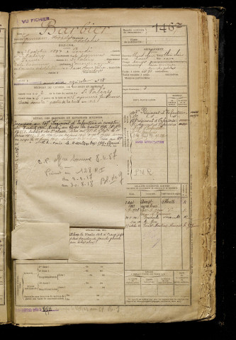 Barbier, Germain Hippolyte Adolphe, né le 28 octobre 1897 à Pendé (Somme), classe 1917, matricule n° 1467, Bureau de recrutement d'Amiens