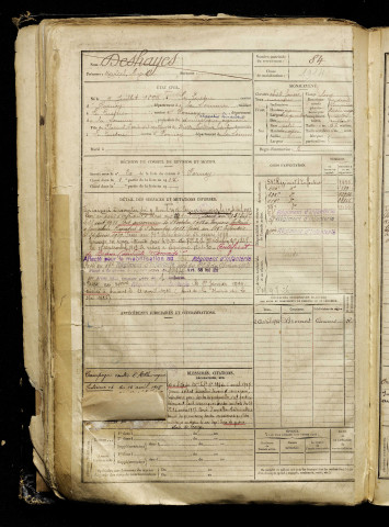 Deshayes, Marcel Cyrille, né le 09 juillet 1896 à Quesne (Le) (Somme), classe 1916, matricule n° 84, Bureau de recrutement d'Amiens