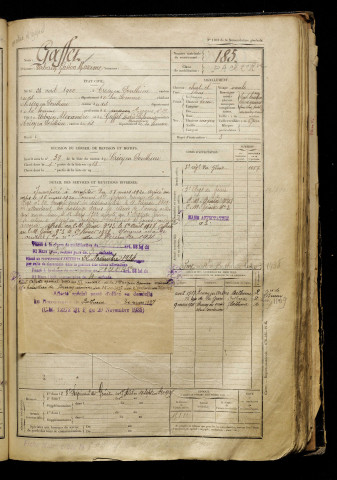 Gaffet, Urbain Gaston Maxime, né le 24 avril 1900 à Crécy-en-Ponthieu (Somme), classe 1920, matricule n° 185, Bureau de recrutement d'Abbeville