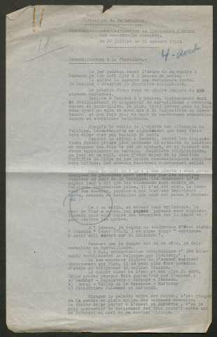 Témoignage de Baesens, A. (Lieutenant) et correspondance avec Jacques Péricard