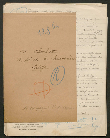 Témoignage de Clochette, Alphonse (Segent major - ancien légionnaire) et correspondance avec Jacques Péricard