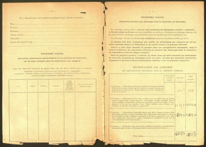 Feuillères. Demande d'indemnisation des dommages de guerre : dossier Lacroix-Legrand