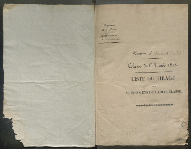 Tirage au sort (arrondissement d'Amiens) de l'année 1823