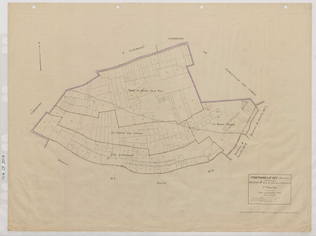 Plan du cadastre rénové - Fontaine-le-Sec : section D1
